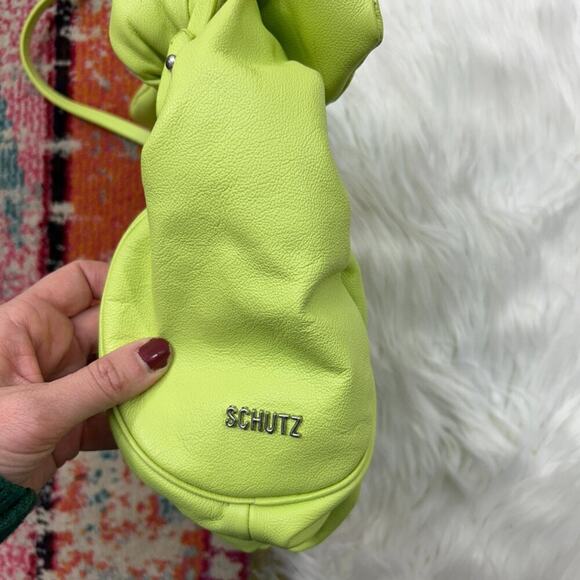 SCHUTZ Lime Green Knotted Bow Leather Bag Purse - Picture 6 of 11